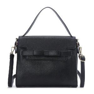 Classic Black Satchel Bag with Bow
